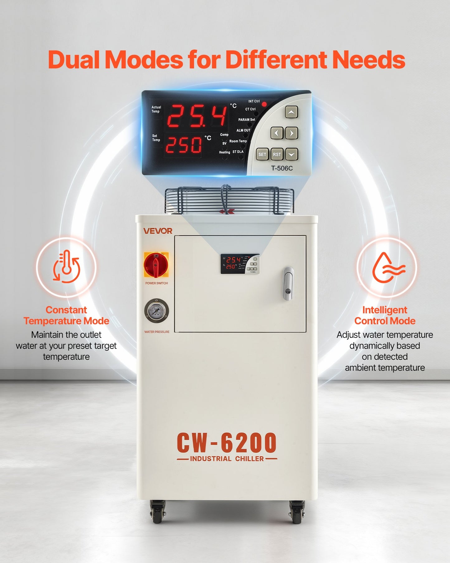 Industrial Water Chiller for Laser Engraving & Cutting Systems - 17,060 BTU/h, 3.96 Gal Tank, Black