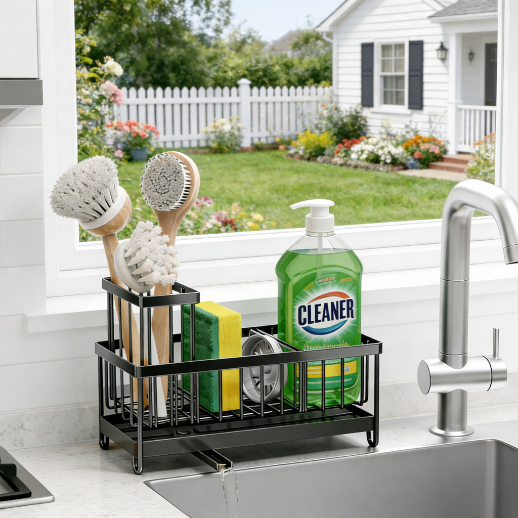 Kitchen Sink Rack Sponge Holder Soap Dish Drain Storage Organizer