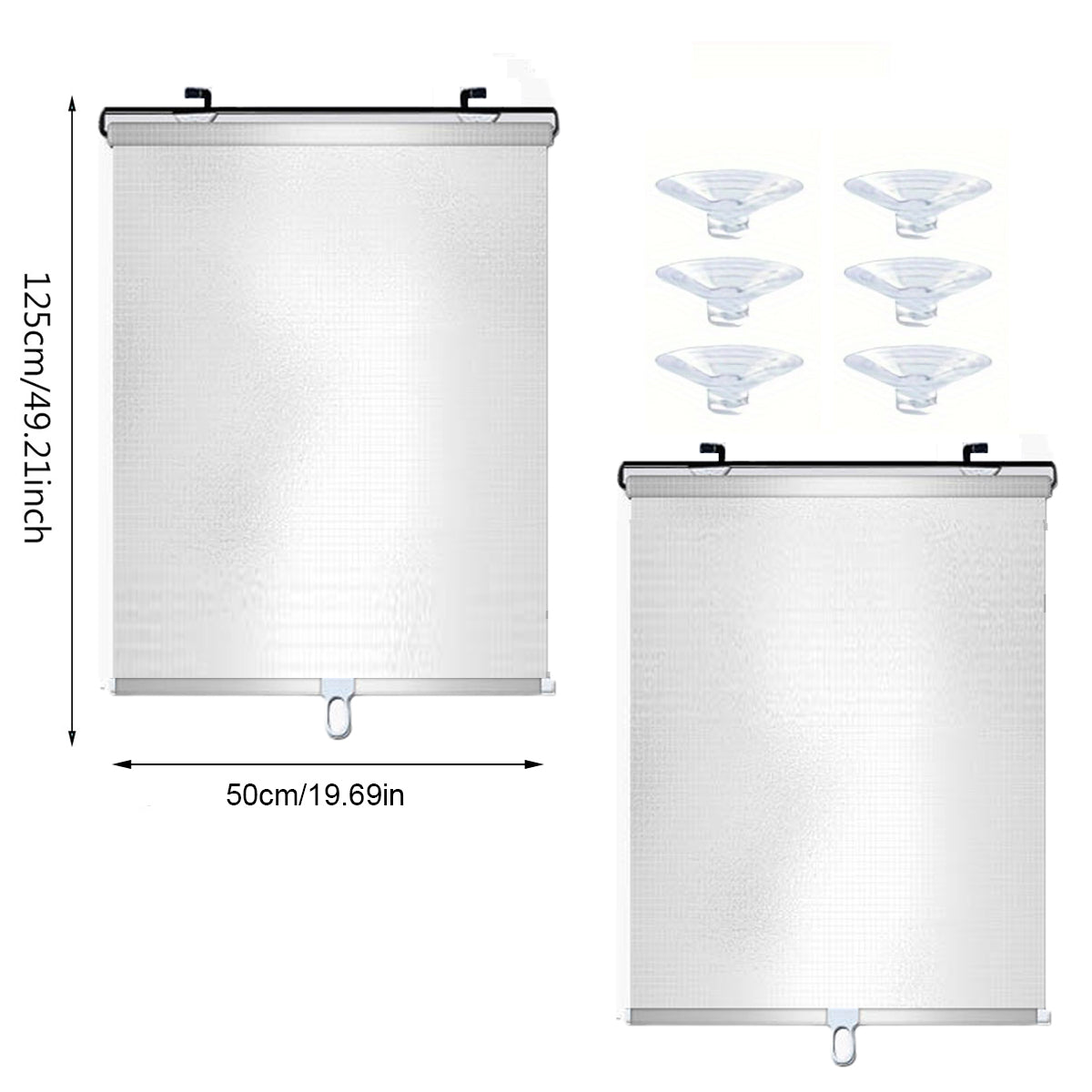 Retractable Blackout Roller Blinds - 2 Pack with Suction Cups