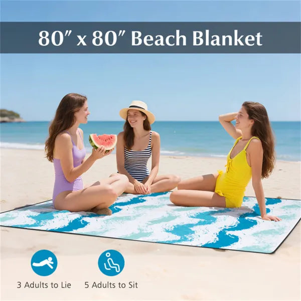 4-Piece Beach Set with 6.2ft Sun-Proof Umbrella, 2 Chairs & Blanket