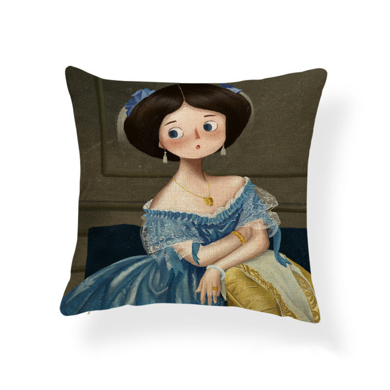 Cartoon Girl Printed Pillowcase Cushion Cover Home Decor 45x45cm