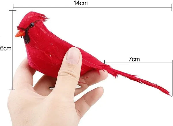 12 Pcs Red Cardinal Birds with Clips for Christmas Tree Decoration