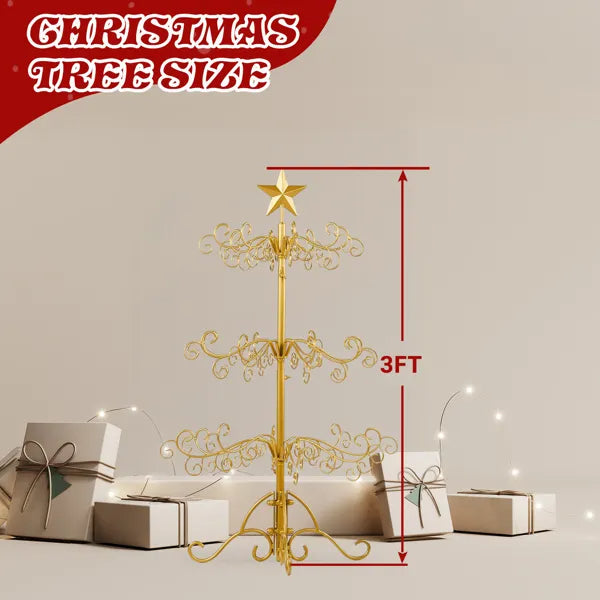 3ft Wrought Iron Christmas Tree Stand - Gold Ornament Display
