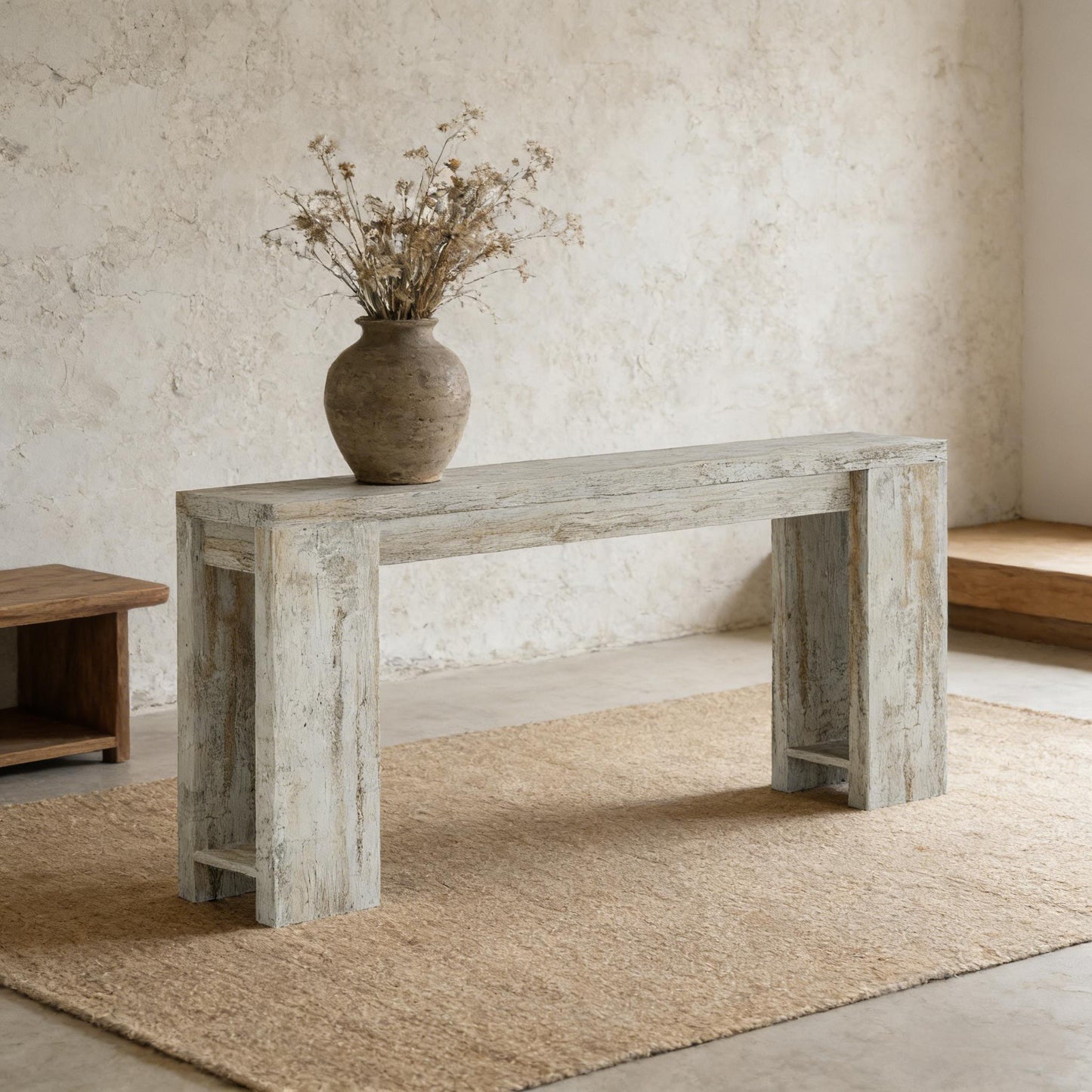 Wooden Console Table - Farmhouse Entryway Sofa Table, White