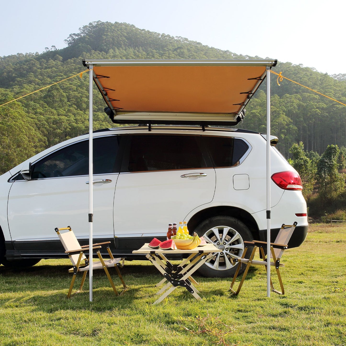 Large Car Side Awning 6.6x8.2 ft UV50+ Waterproof Retractable Sunshade for Truck SUV Van
