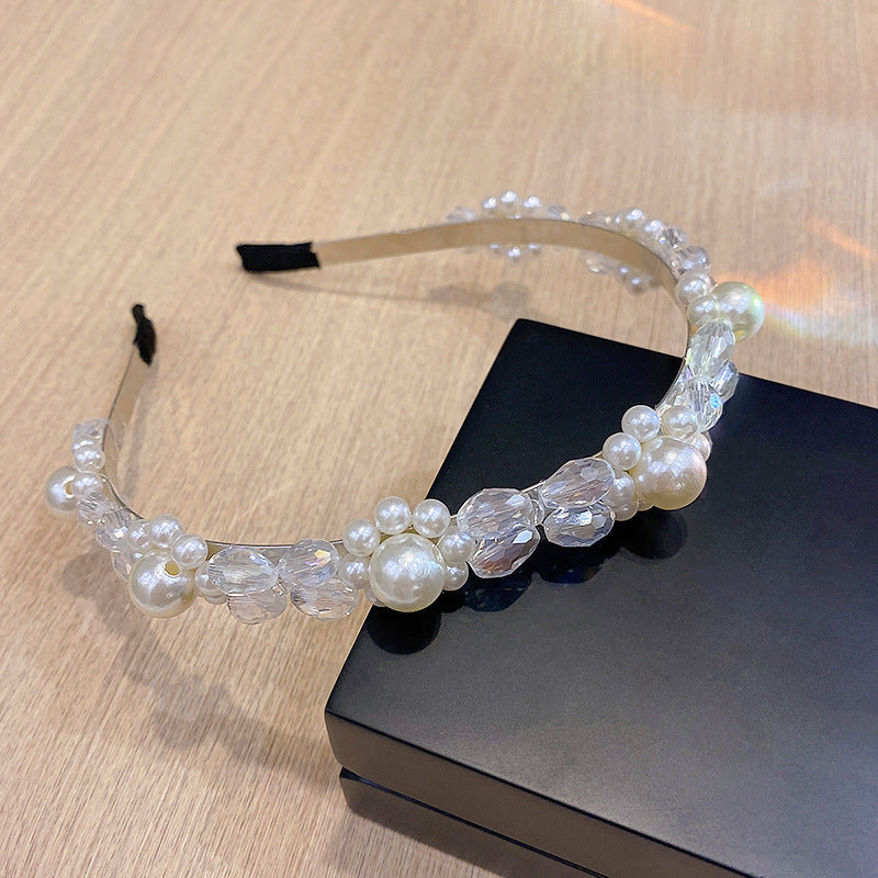 Women's Retro Pearl Headband with Geometric Beads