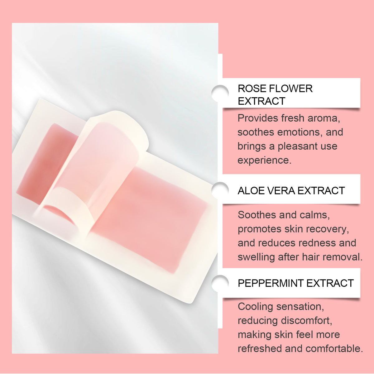 Rose Scented Hair Removal Wax Paper Strips 30pcs
