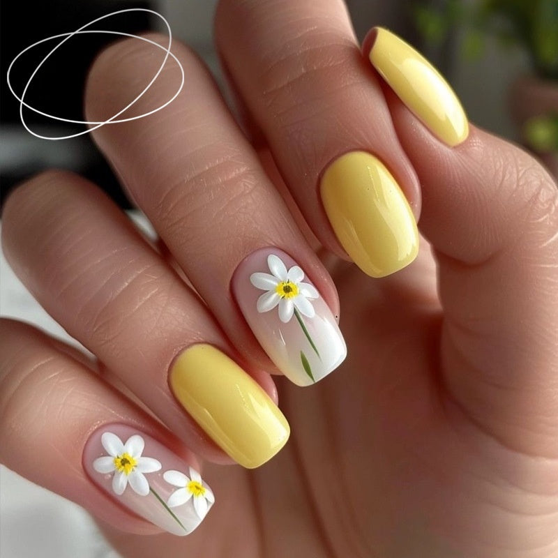 Short Square Nail Tips - Wearable Artificial Nails for Nail Art, Starry Sky Pattern