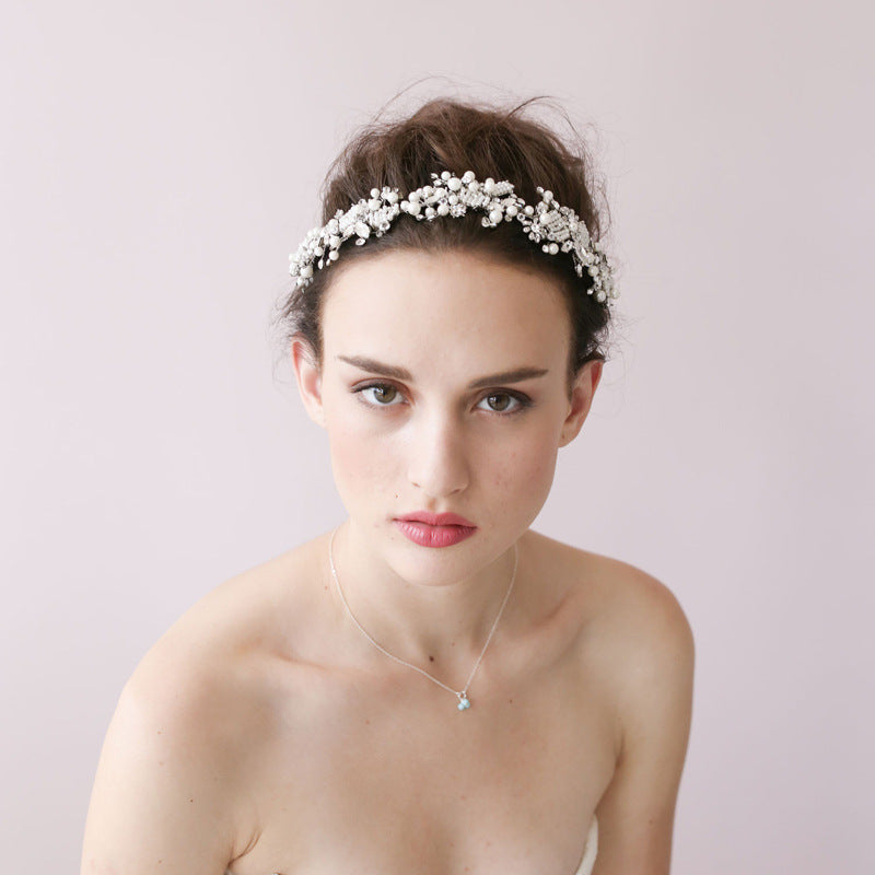 Silver Beaded Bridal Headband
