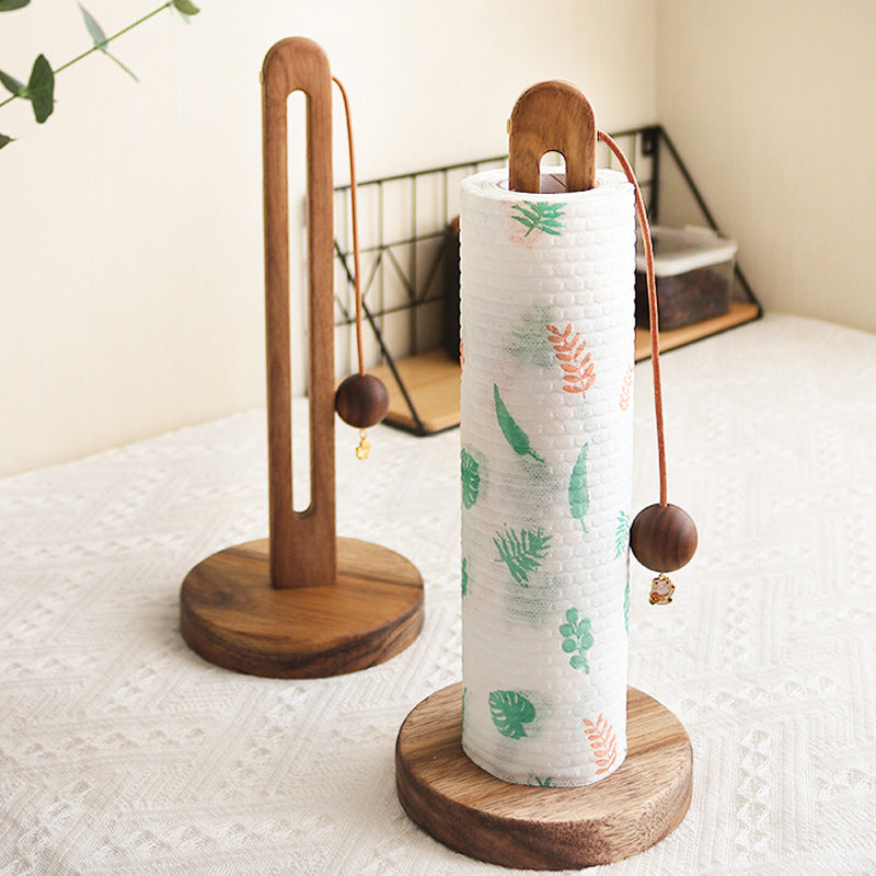Solid Wood Tissue Holder Non-Perforated Roll Paper Storage Rack - Modern Design