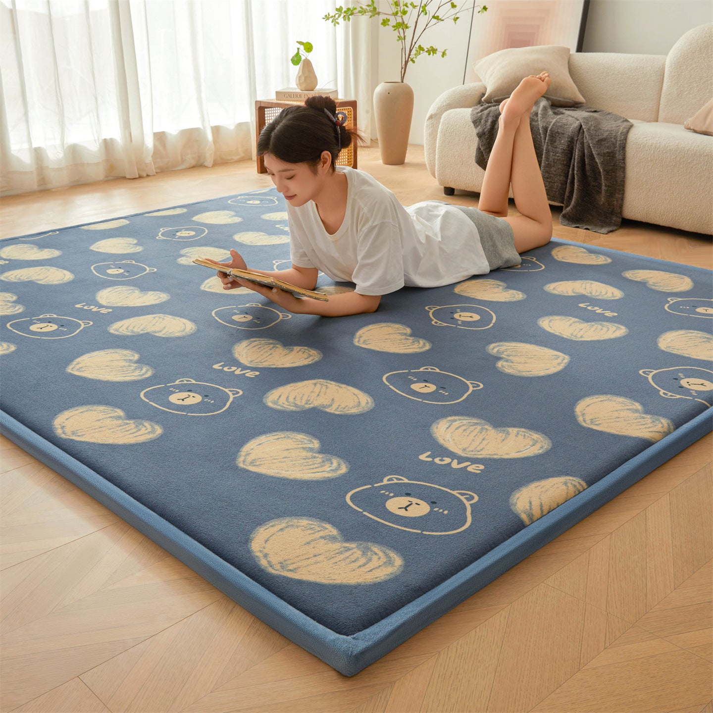 Children's Thick Coral Fleece Rug - Soft Playroom Carpet for Kids