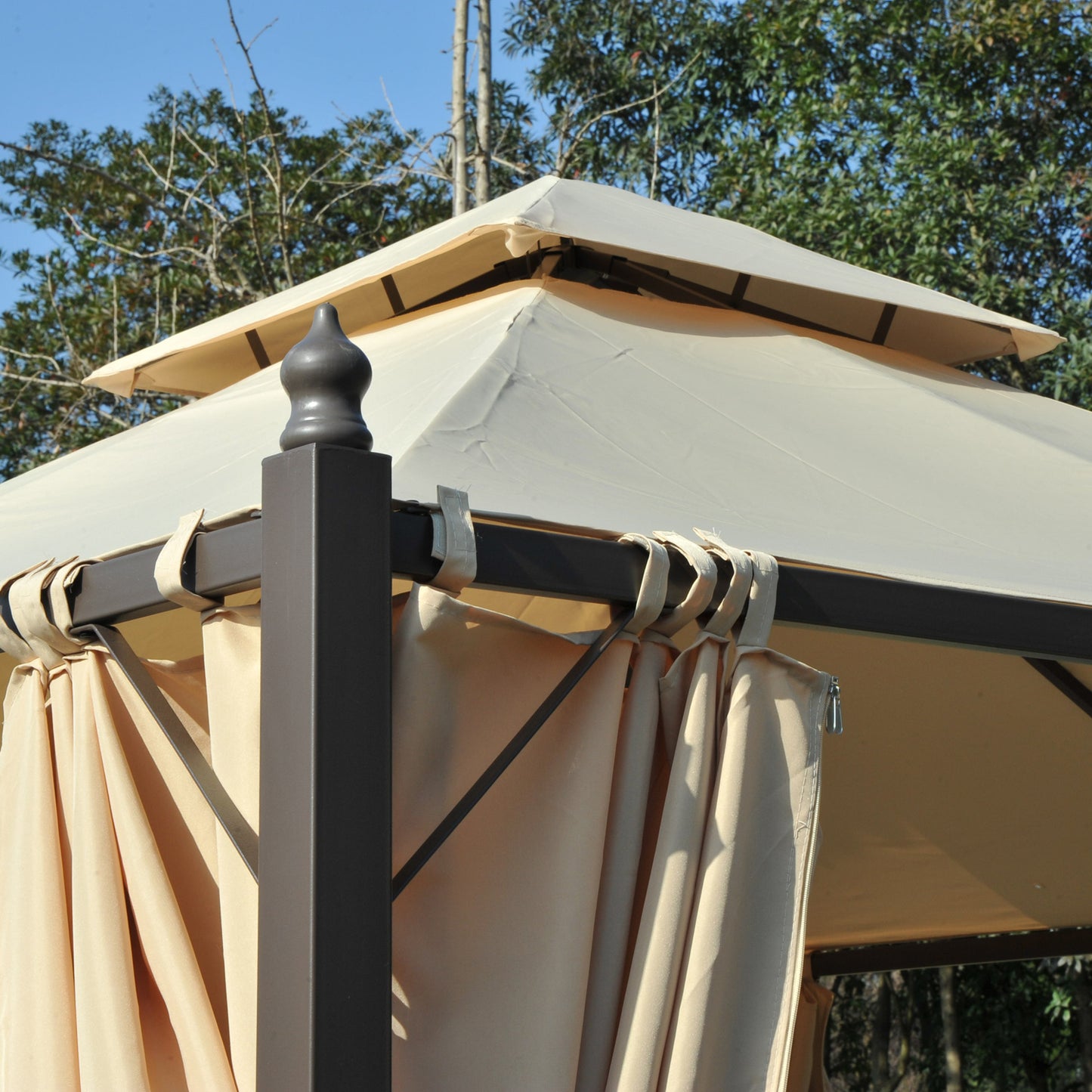 10x10 Steel Outdoor Patio Gazebo with Polyester Curtains