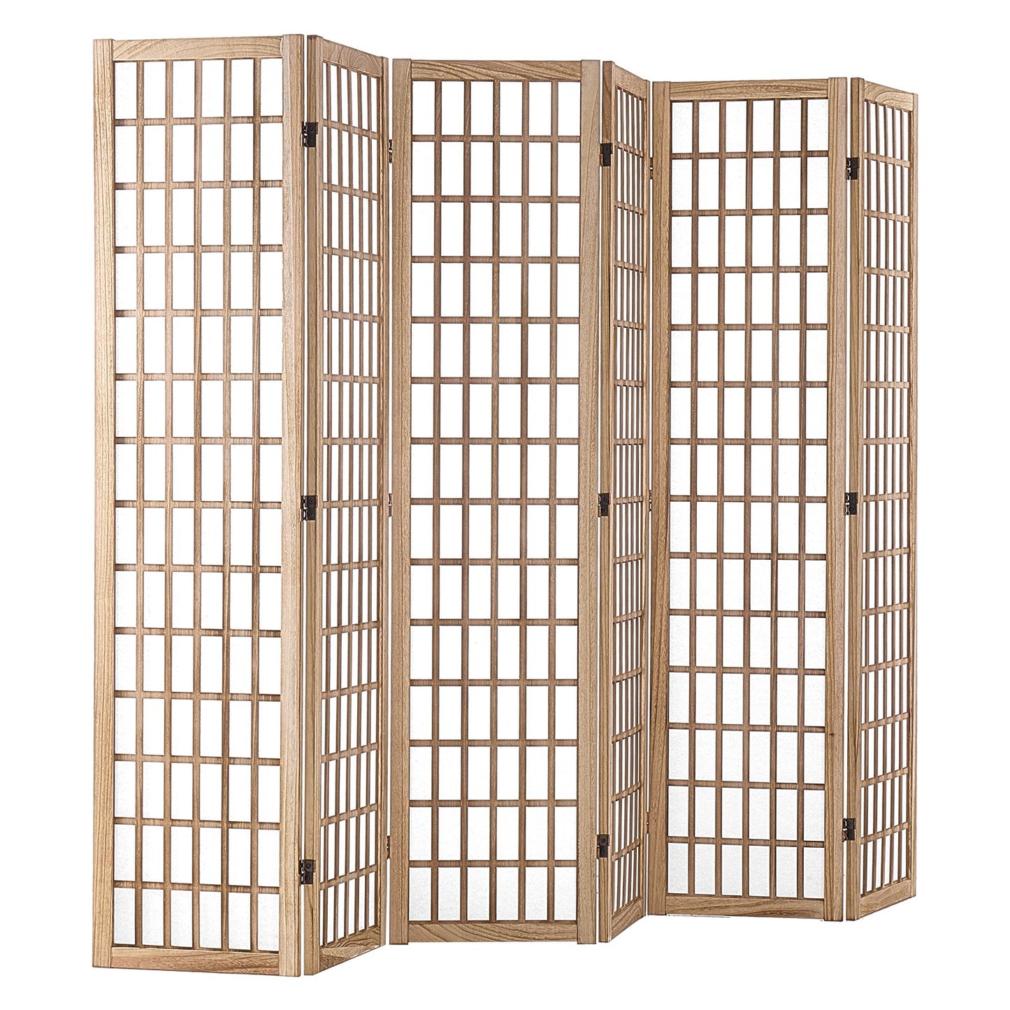 Japanese Wood Folding Room Divider - 6 Panel Privacy Screen