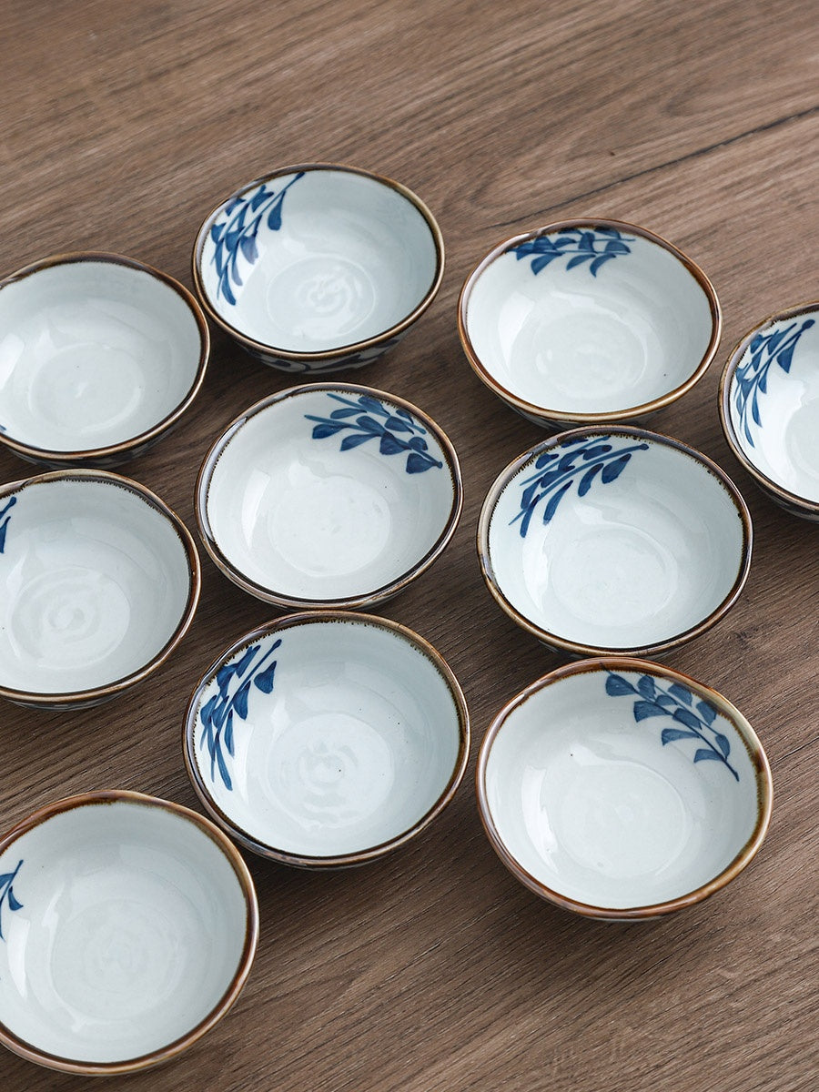 Ceramic Underglaze Sauce Dishes Set - 4 Inch Food Bowl for Catering & Snacks