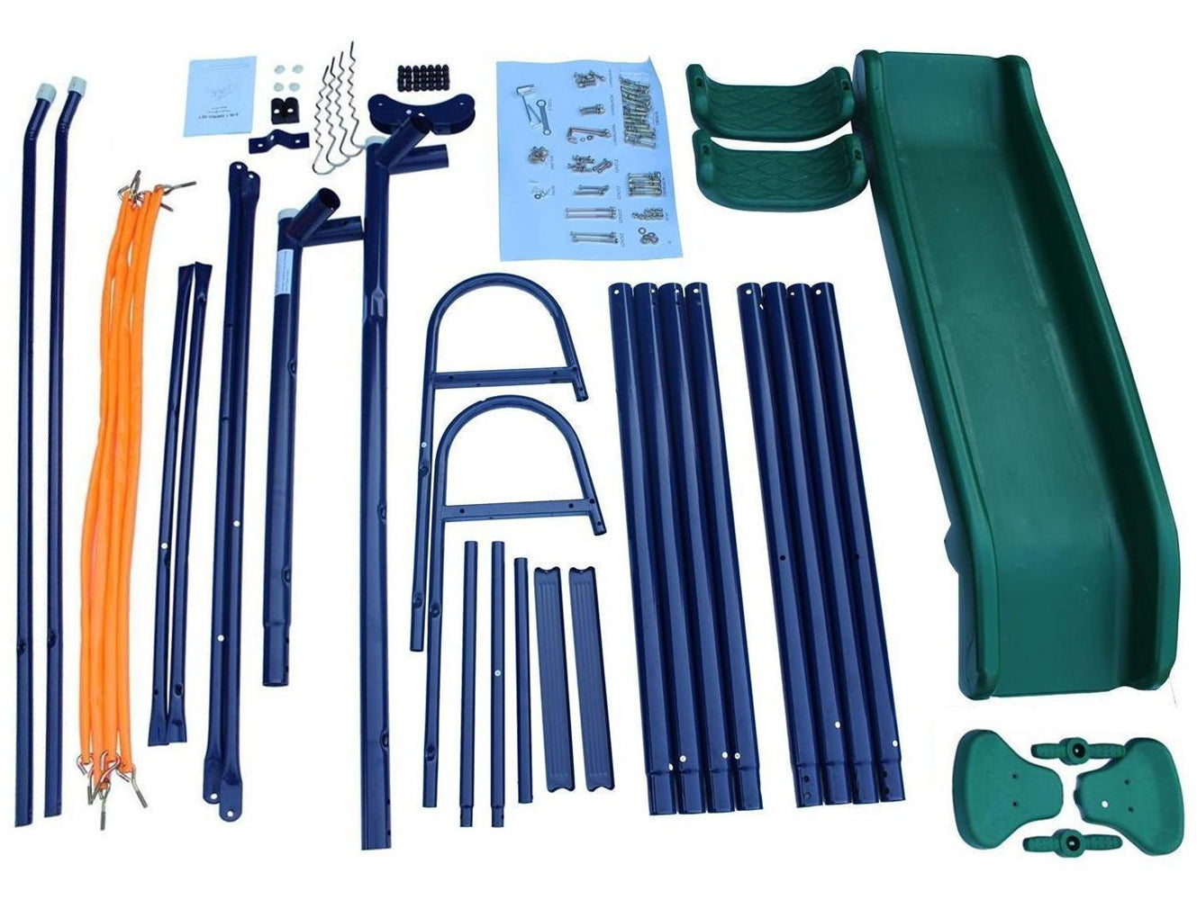 3 in 1 Swing Set with Slide, Belt Swing & Glider - Blue
