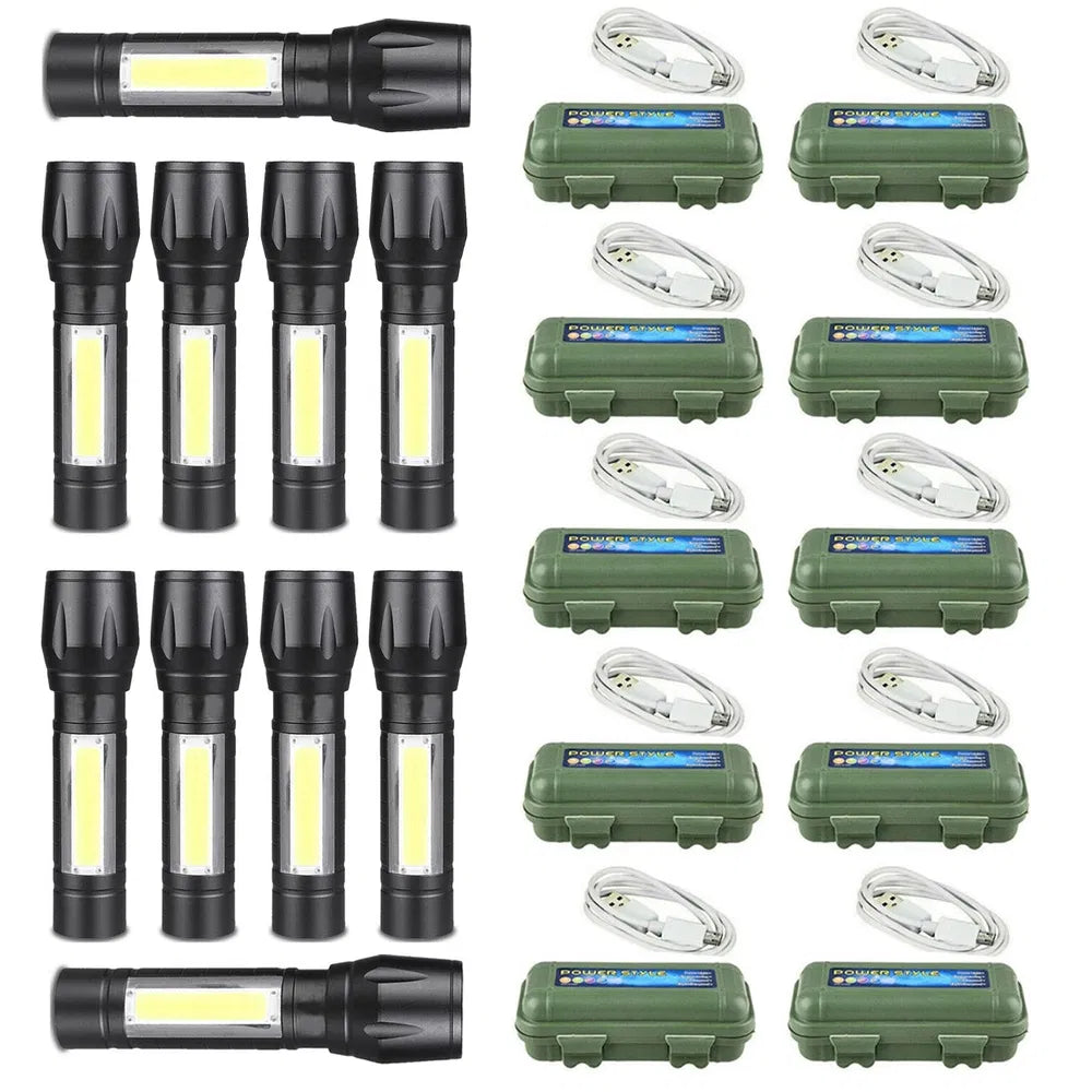 Mini LED Headlamp & Flashlight with COB & USB Rechargeable Battery