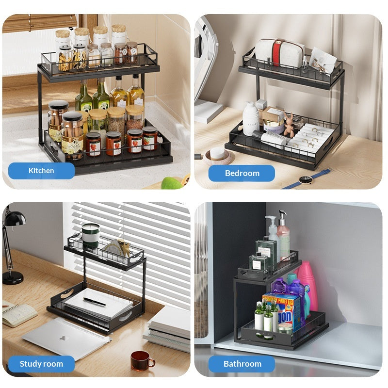 Pull-Out Spice Rack Storage Shelf for Kitchen Cabinets, Modern Minimalist Design