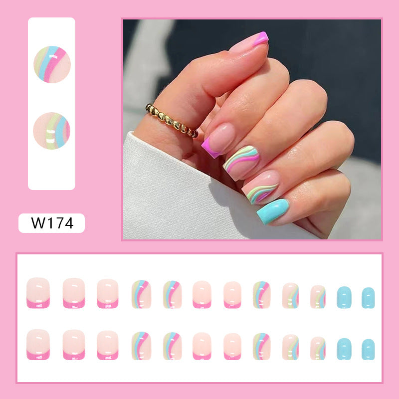 Multicolor Nail Sticker Set for Summer Nail Art - 24 Pieces