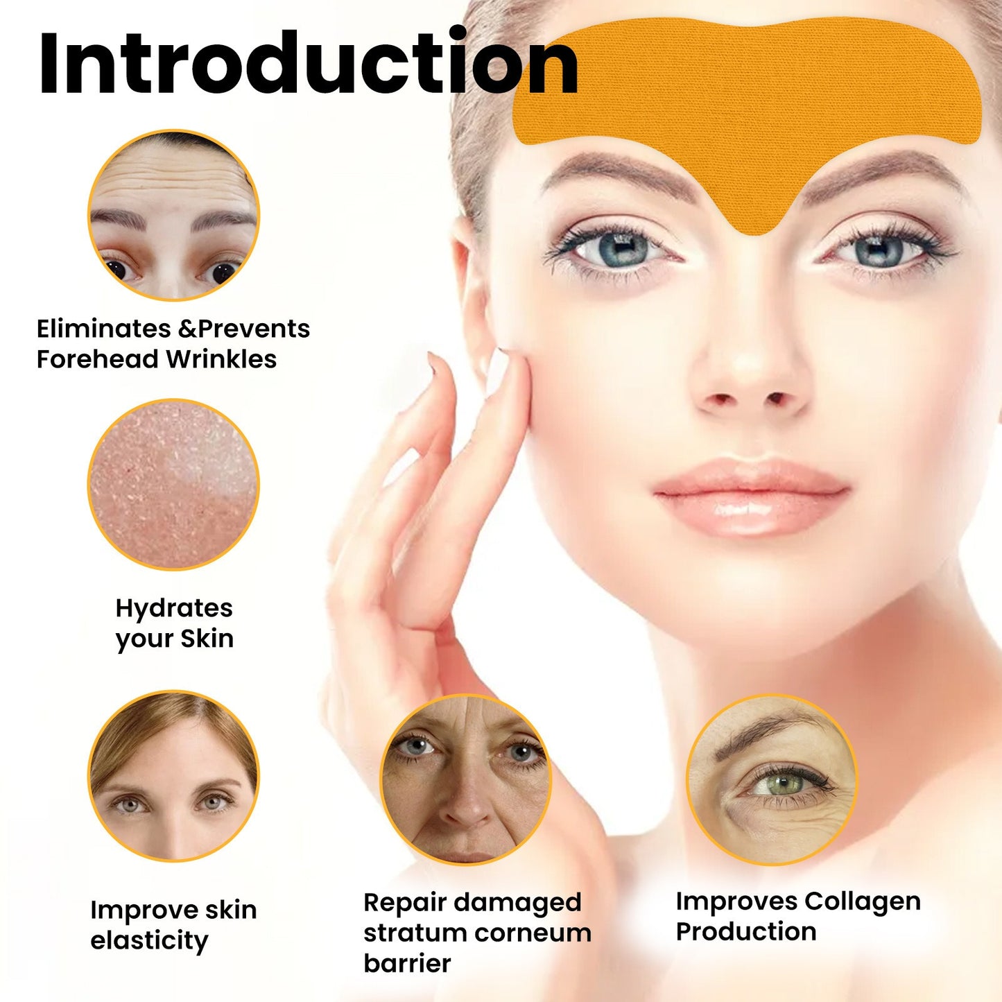 Anti-Wrinkle Forehead Patches with Collagen and Centella Asiatica - 10 Pack