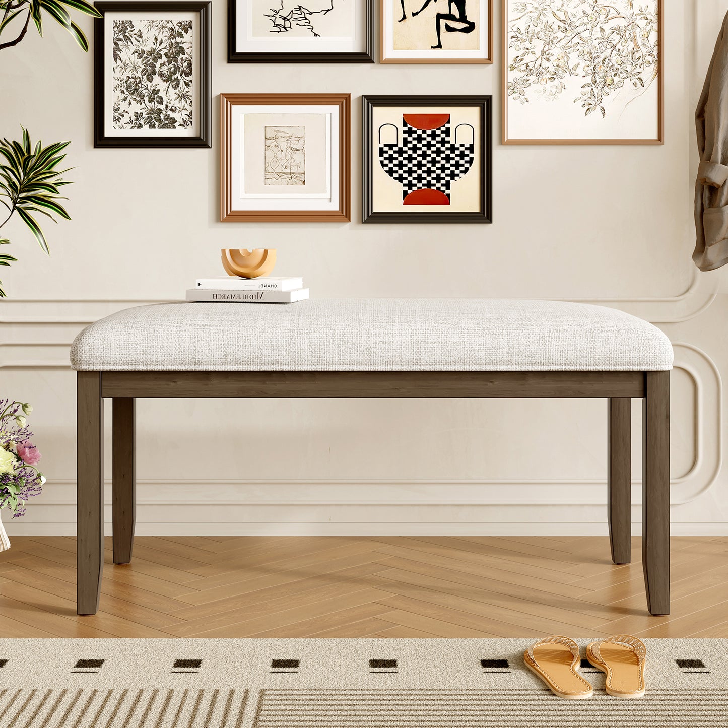 Upholstered Bench For Bedroom End Of Bed,38-inch Entryway Living