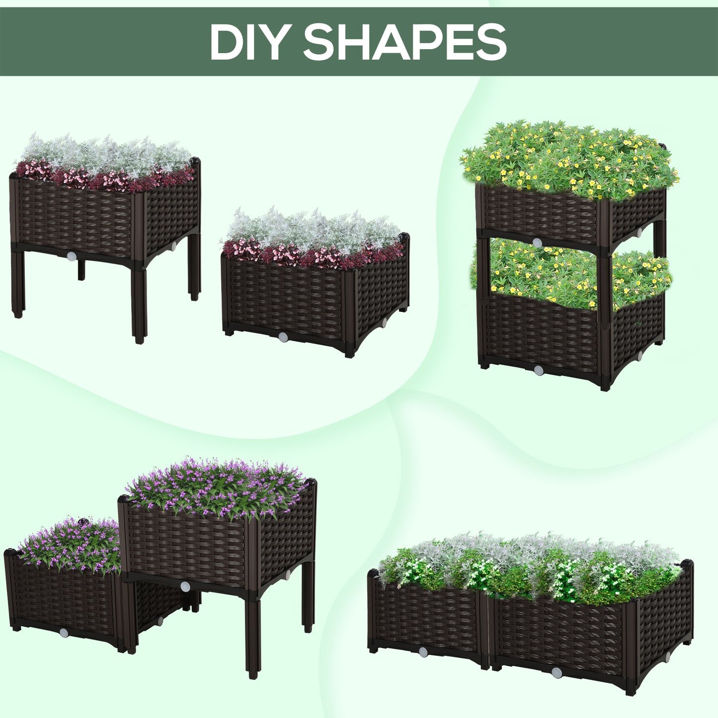 Raised Garden Bed with Legs Self-Watering Planter Box for Flowers Herbs Vegetables - Brown