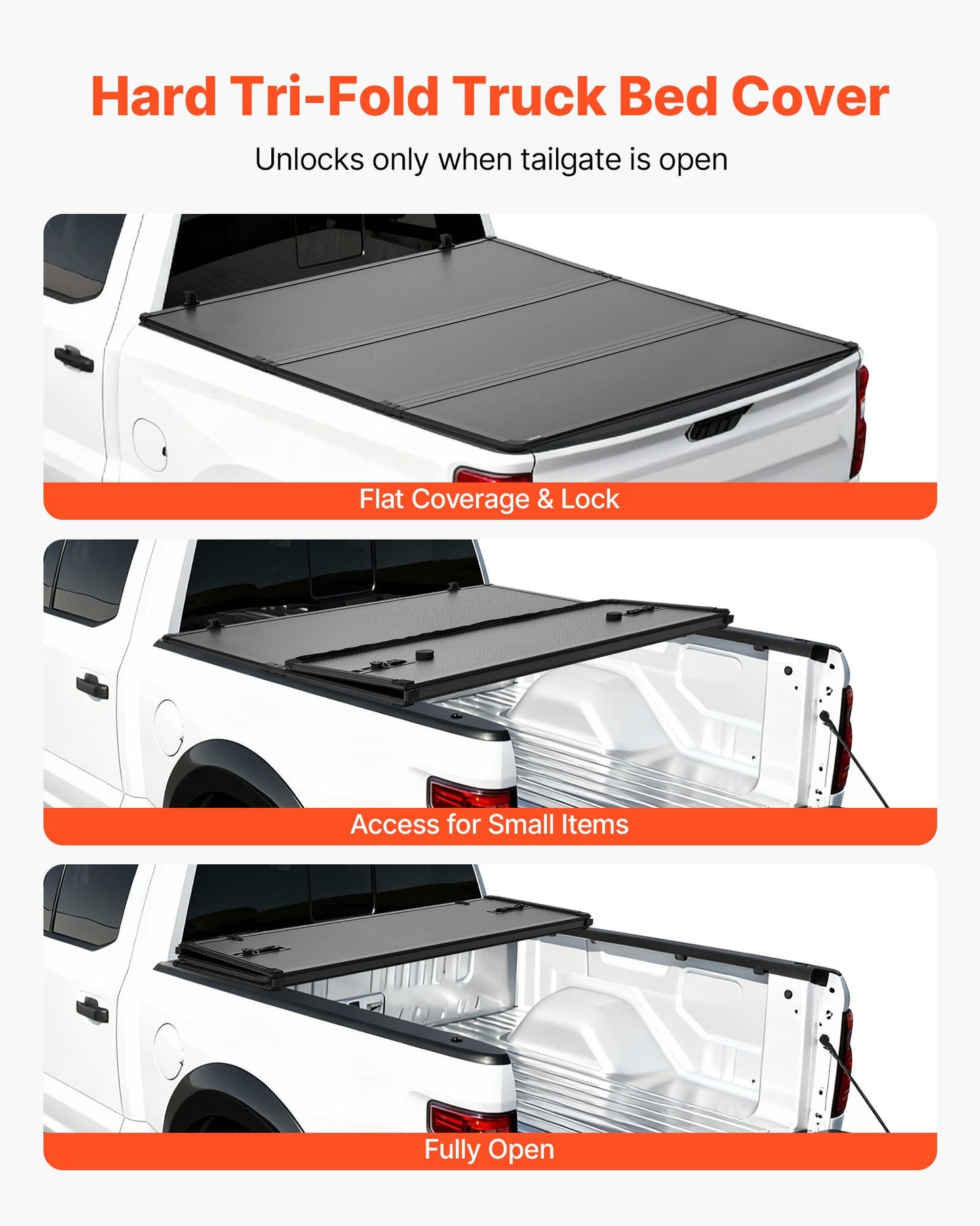 Waterproof Tri-Fold Truck Bed Tonneau Cover for Chevy Silverado & GMC Sierra 1500