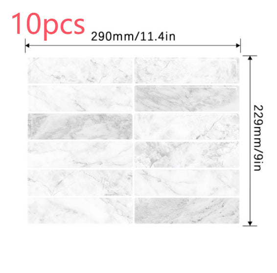 Waterproof 3D Self-Adhesive Wall Sticker for Kitchen Bathroom - High Temp Resistant