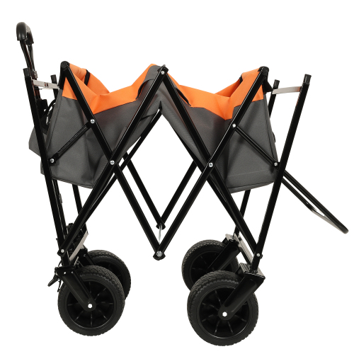 Large Capacity Collapsible Wagon with Canopy and Mosquito Net - All-Terrain Wheels, Foldable Garden Cart