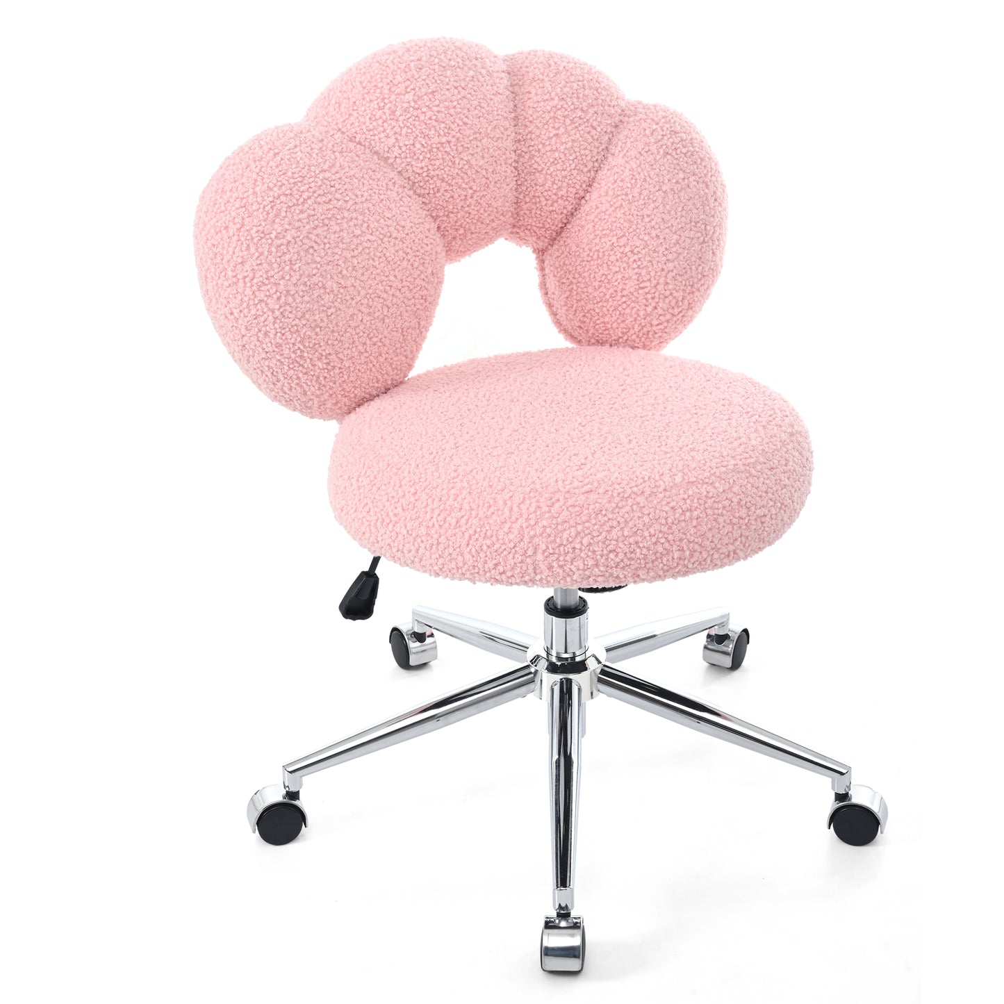 360° Swivel Height Adjustable Pink Teddy Fabric Office Chair