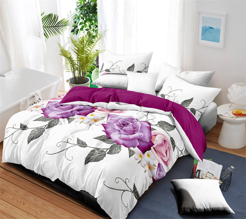 9-Piece Room In A Bag Quilt & Curtain Set - Deep Magenta Floral