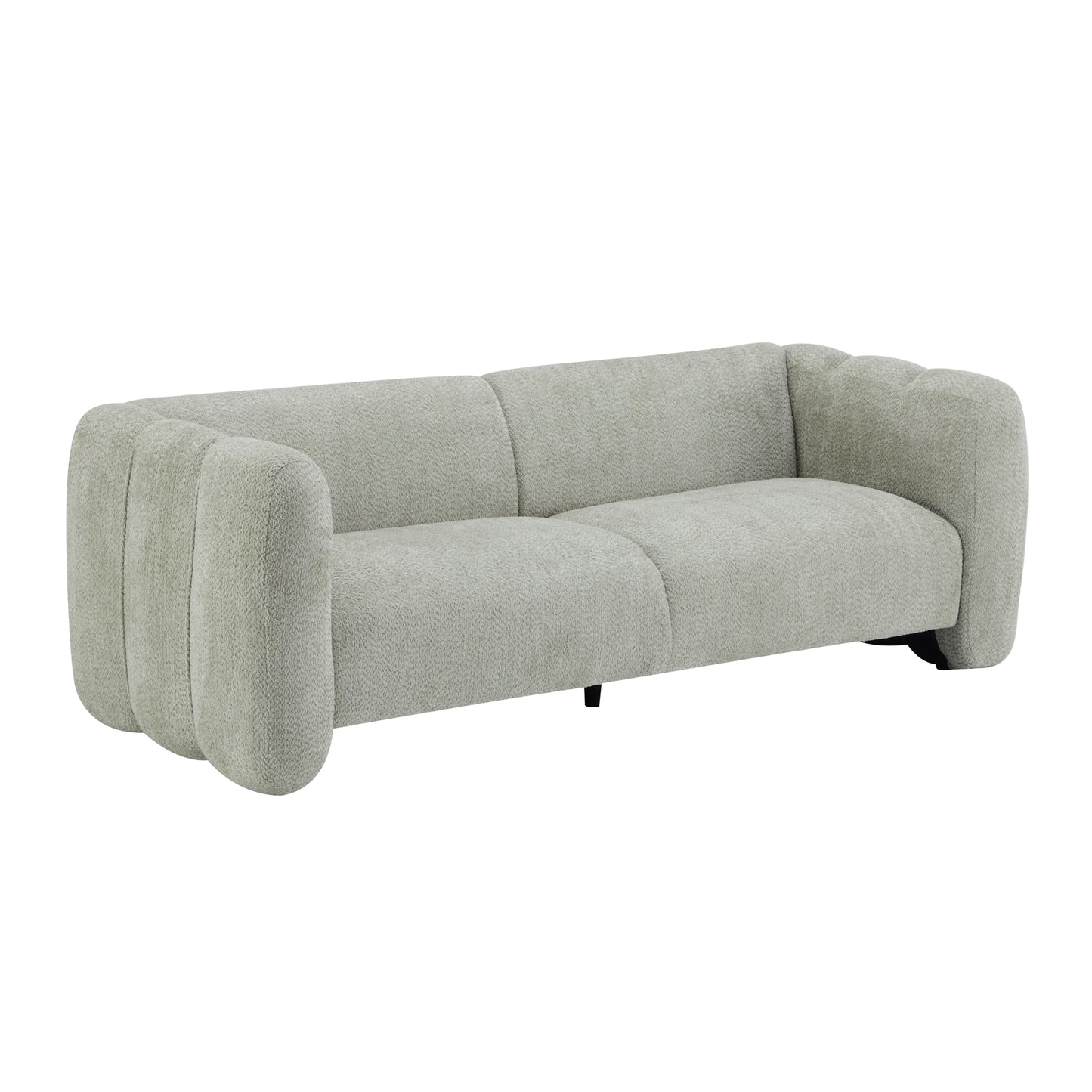 83" Light Green 3-Seater Sofa with Wave Design