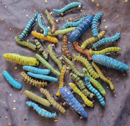 Caterpillar Hair Clip Set - 12 Pieces