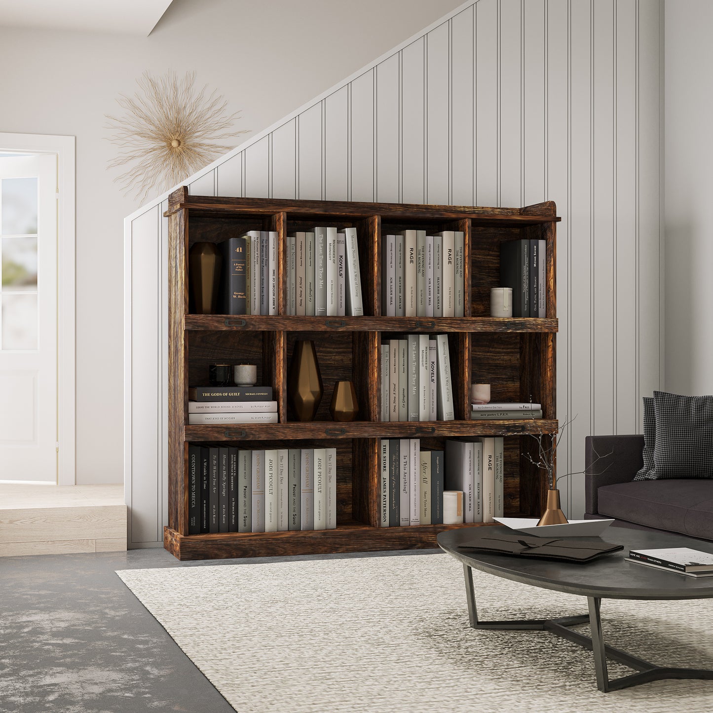 Espresso 10-Shelf Bookcase for Home Office Storage