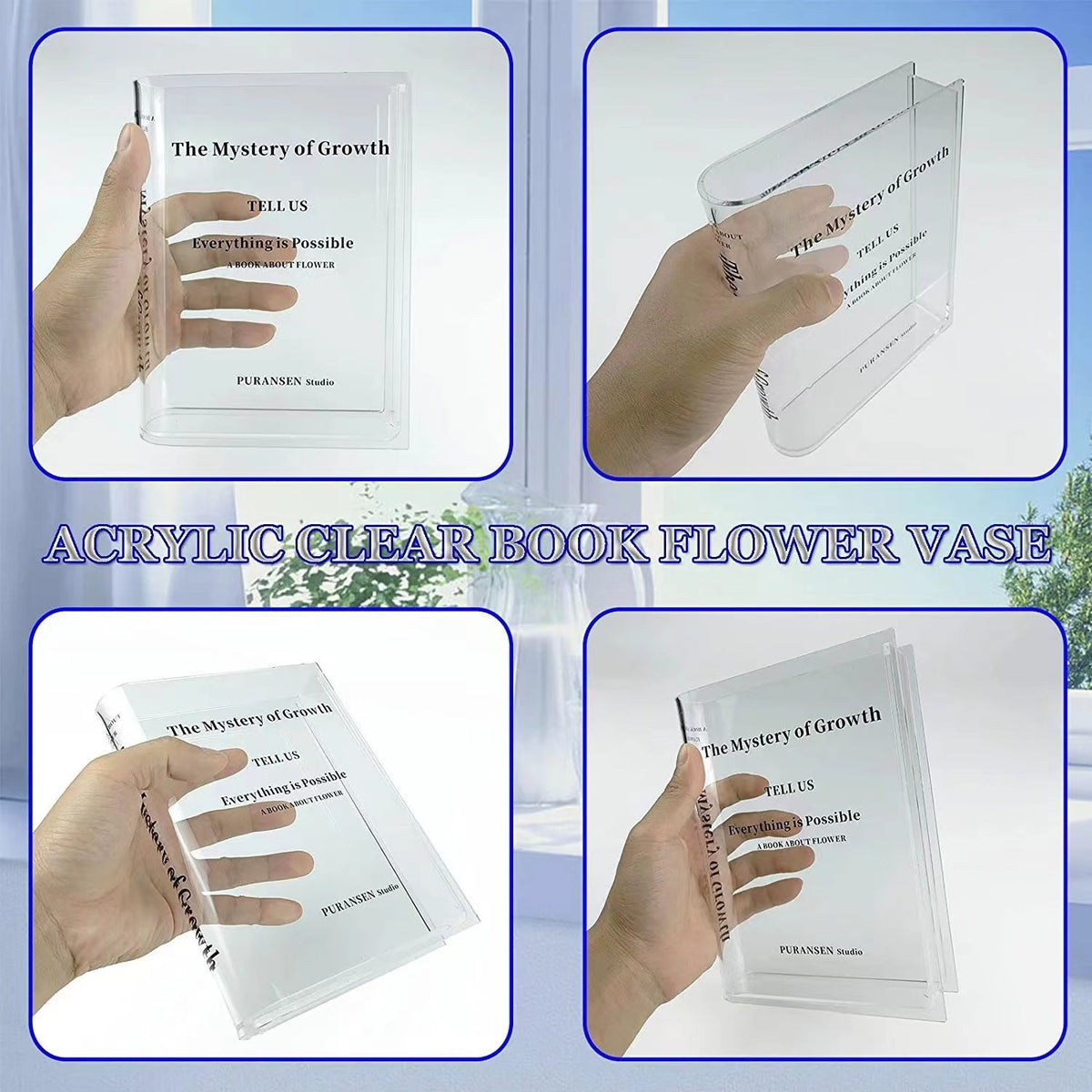 Acrylic Book-Shaped Flower Box Transparent Acrylic Home Decor