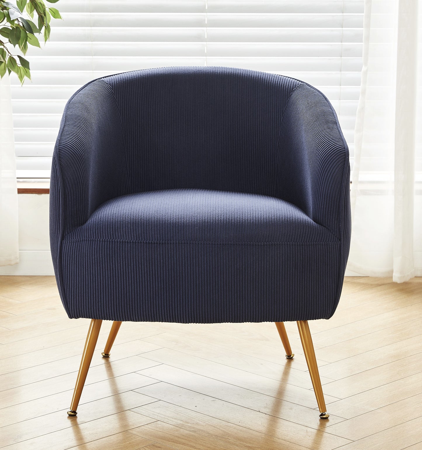 Corduroy Accent Chair With Gold Metal Legs, Modern Upholstered