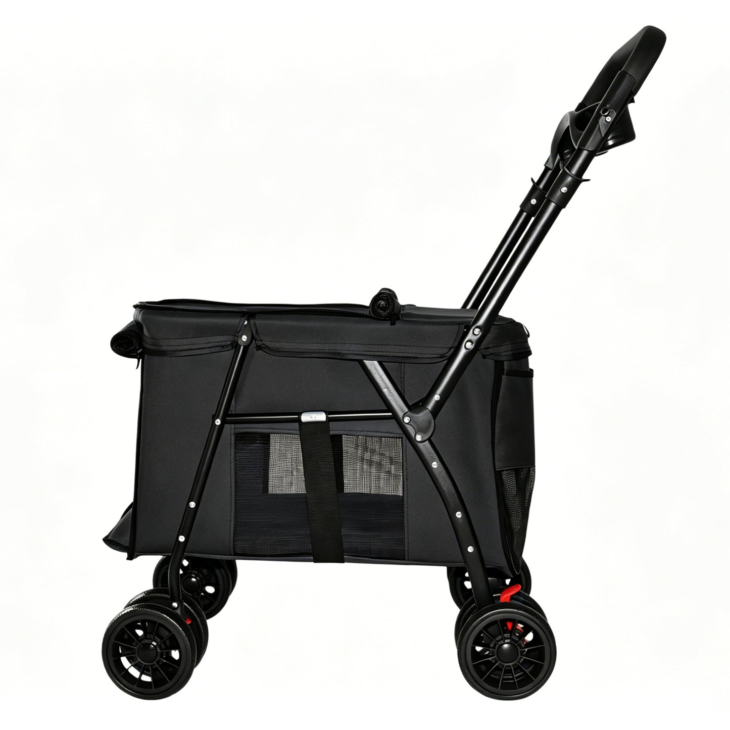 Foldable Pet Stroller for Small Medium Dogs Cats with Mesh Sides & Safety Leashes
