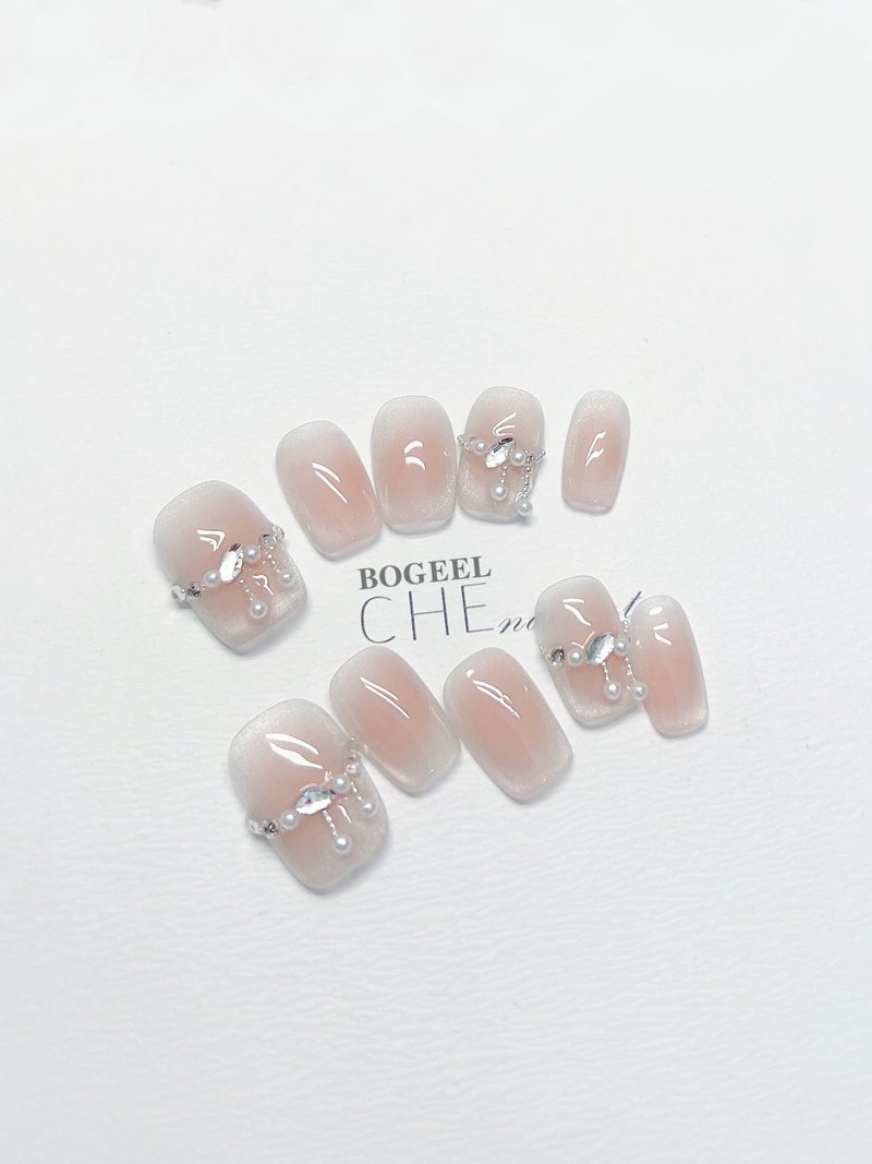 Rhinestone Nail Stickers Short Square Multiple Sizes