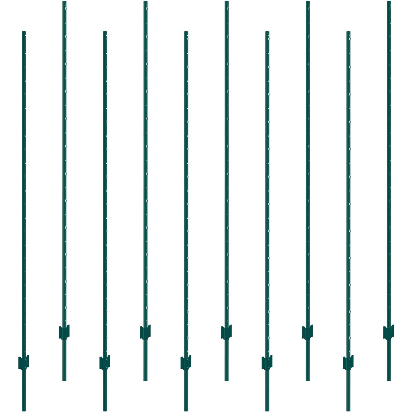 Heavy Duty 7 Feet Green Metal Fence Posts 10 Pack for Garden & Yard