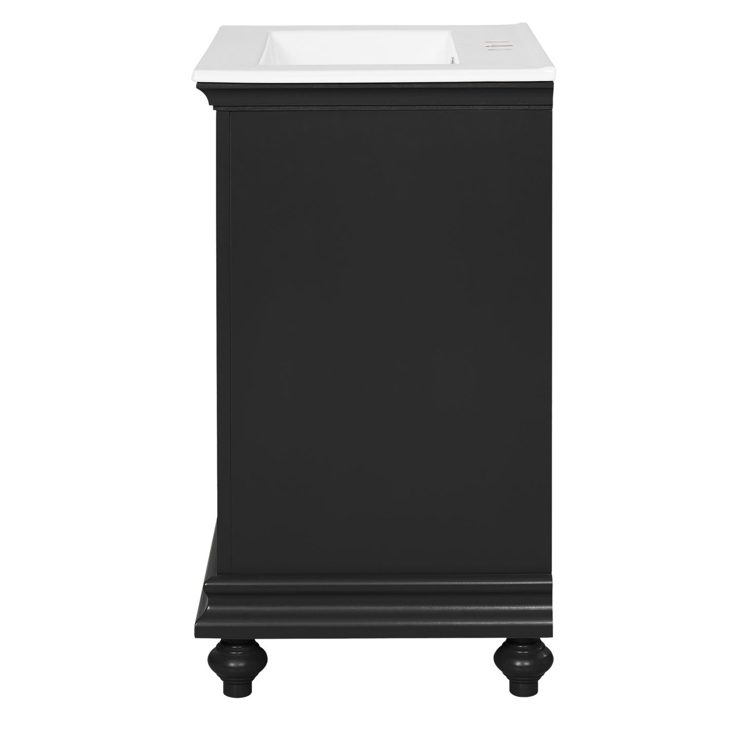 24" Black Modern Bathroom Vanity with Tip-Out Drawer & Soft-Close Hinges