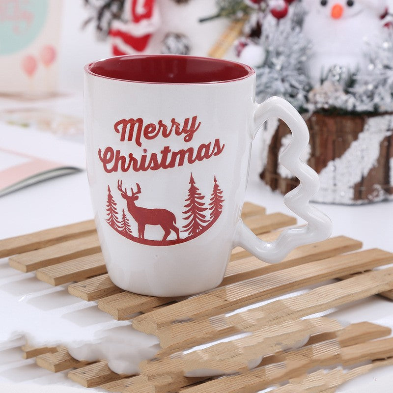 Christmas Cartoon Snowman Santa Ceramic Mug - Holiday Gift Drinkware