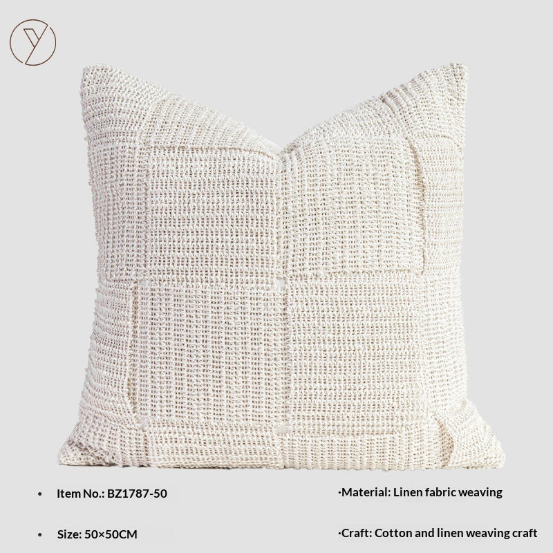 Handmade Patchwork Throw Pillow Set - Woven, Cotton & Linen Cushions for Sofa & Villa Decor