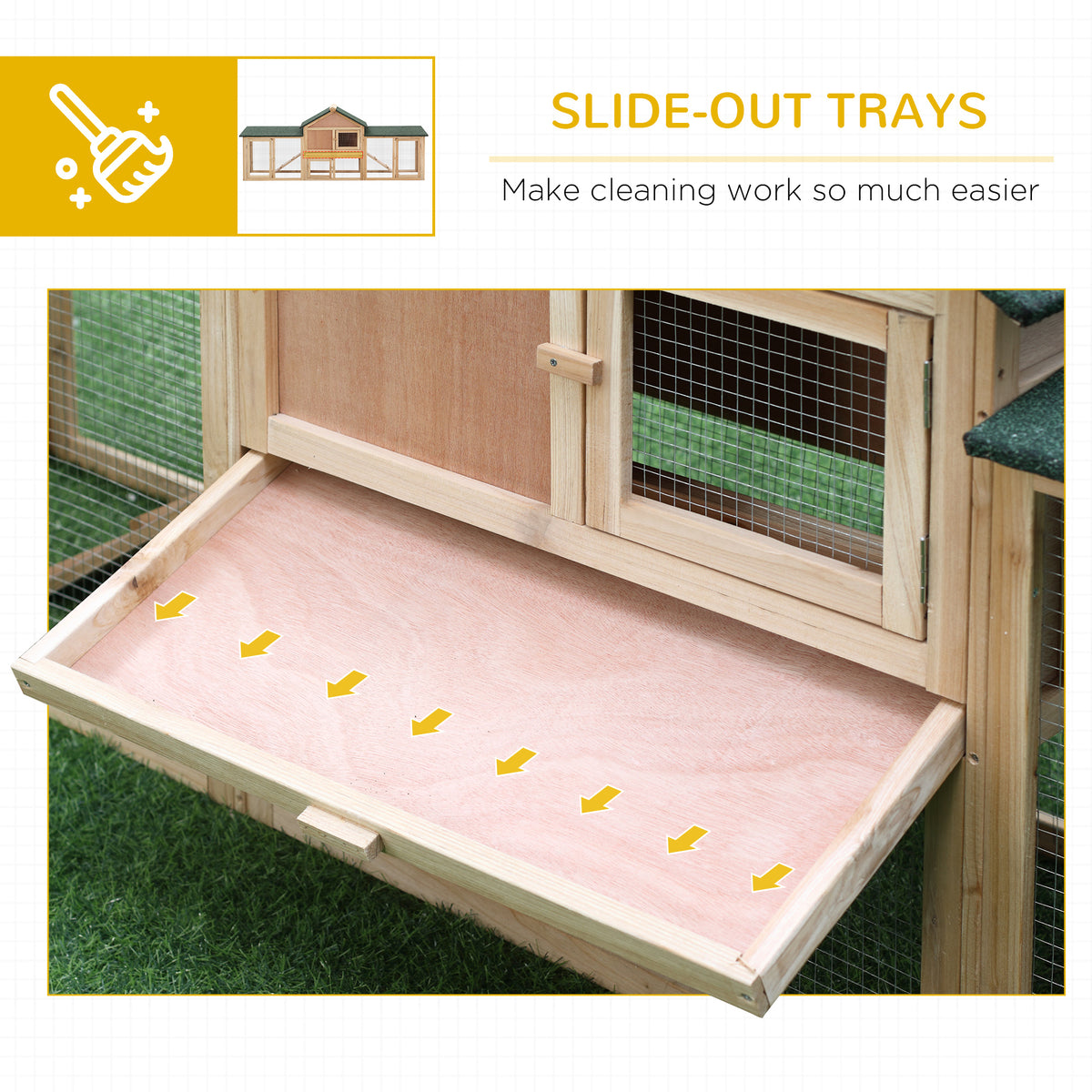 Outdoor Wooden Rabbit Hutch 83-Inch Large 2-Story Animal Cage with Ladder and Run