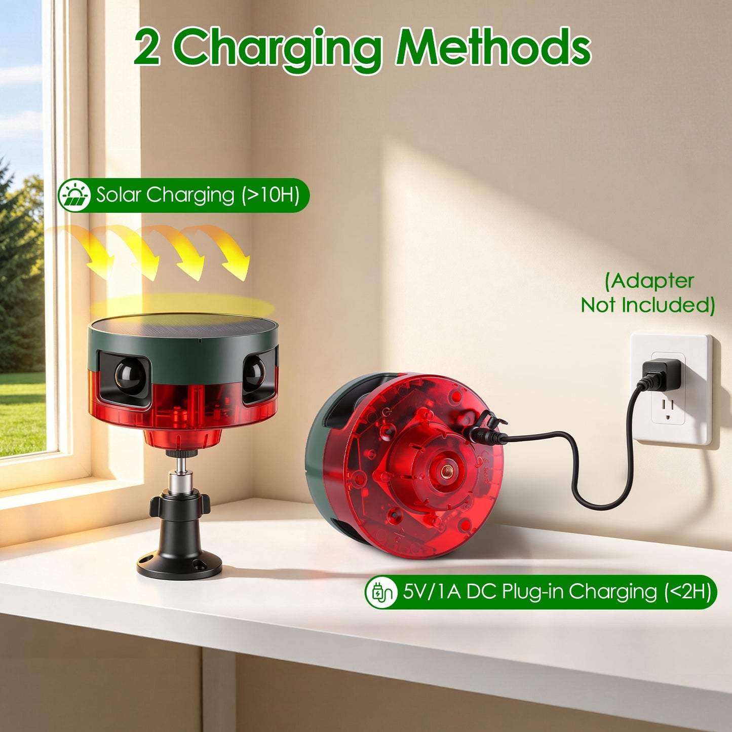 Outdoor Solar Motion Sensor Alarm 129dB with 13 Sounds & Custom Recording, Animal Deterrent, Waterproof Garden Security Light