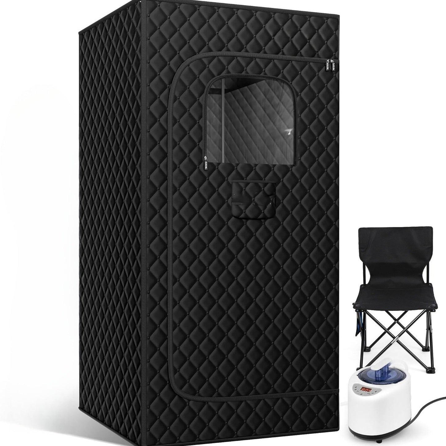 Portable Full Body Sauna Room Steam Sauna Box for Home Use Black 80x80x180cm