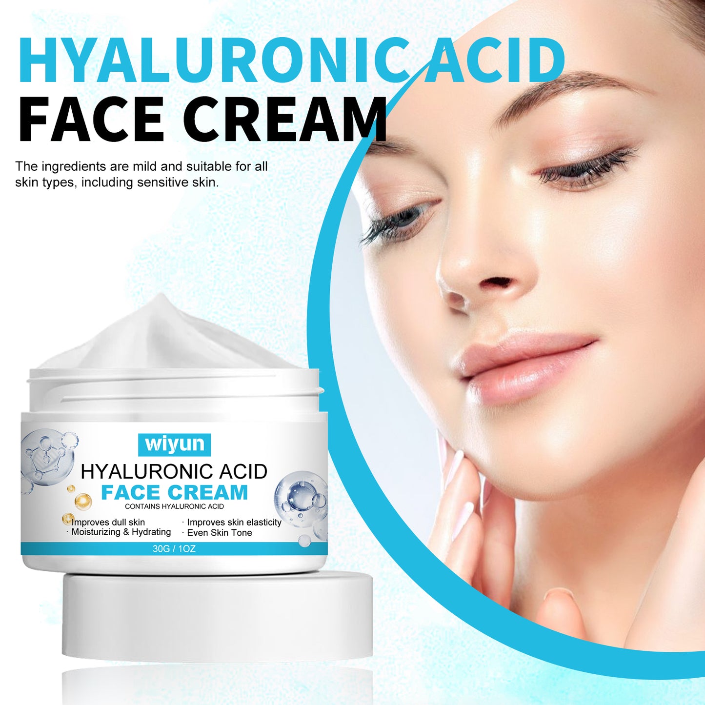 Hyaluronic Acid Face Cream - Anti-Aging Moisturizer for Fine Lines & Wrinkles