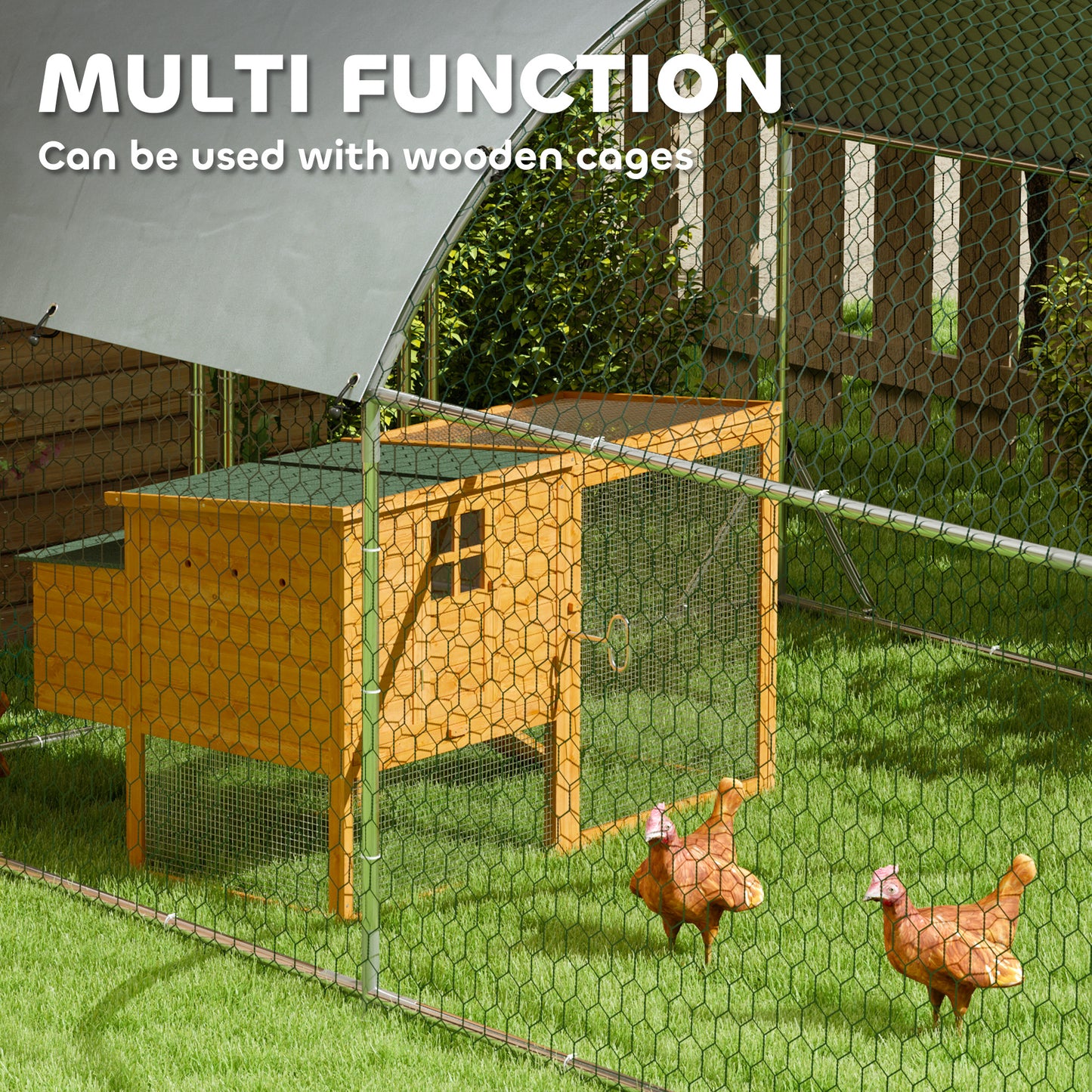 Large Metal Chicken Coop with Waterproof Cover for Outdoor Yard 9.2x31.2x6.5 ft