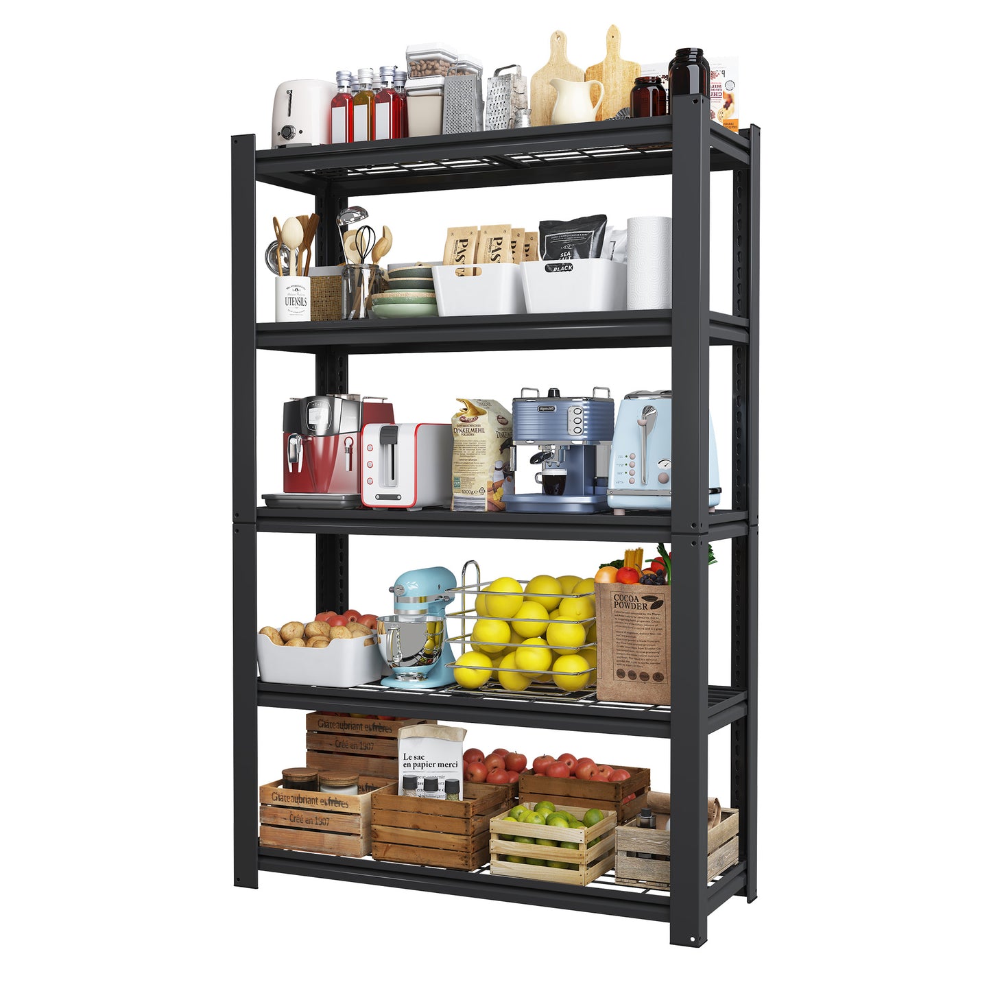 72 H 5-Tier Adjustable Heavy Duty Shelving Metal Mesh Storage Rack