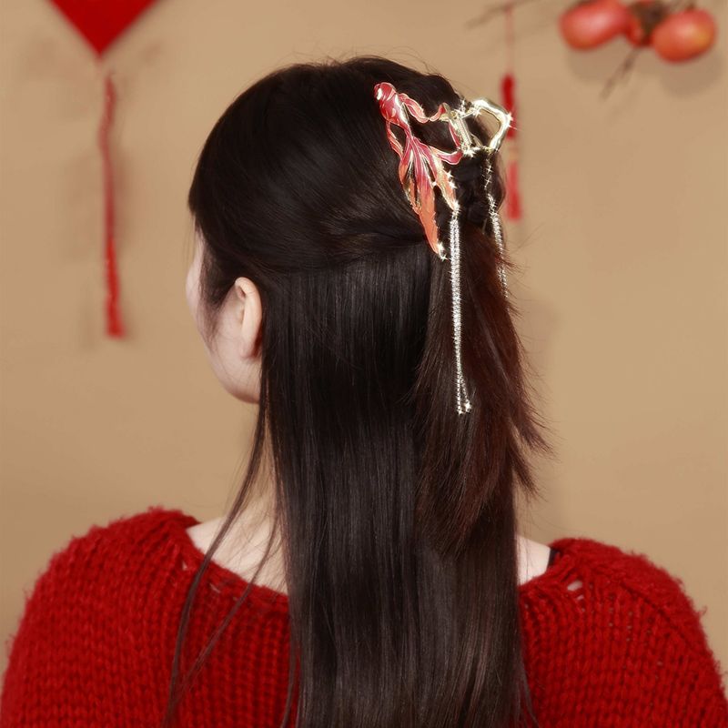 Goldfish Alloy Hair Clip - Elegant Antique Style