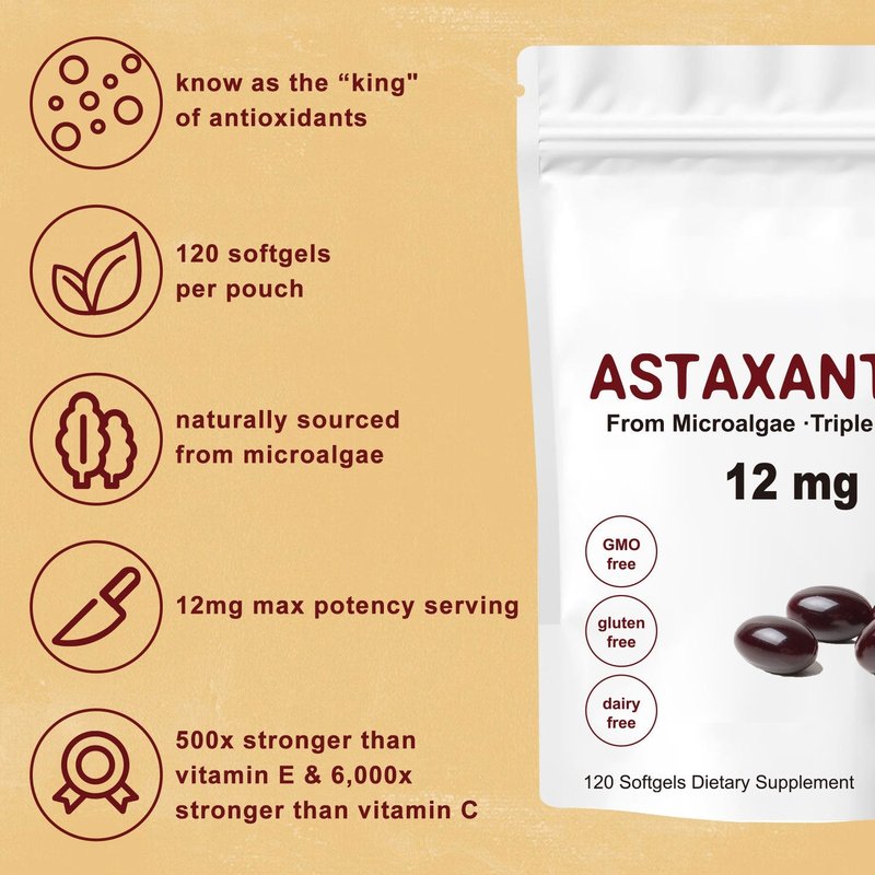 Astaxanthin 12mg Softgels - Antioxidant & Eye Support