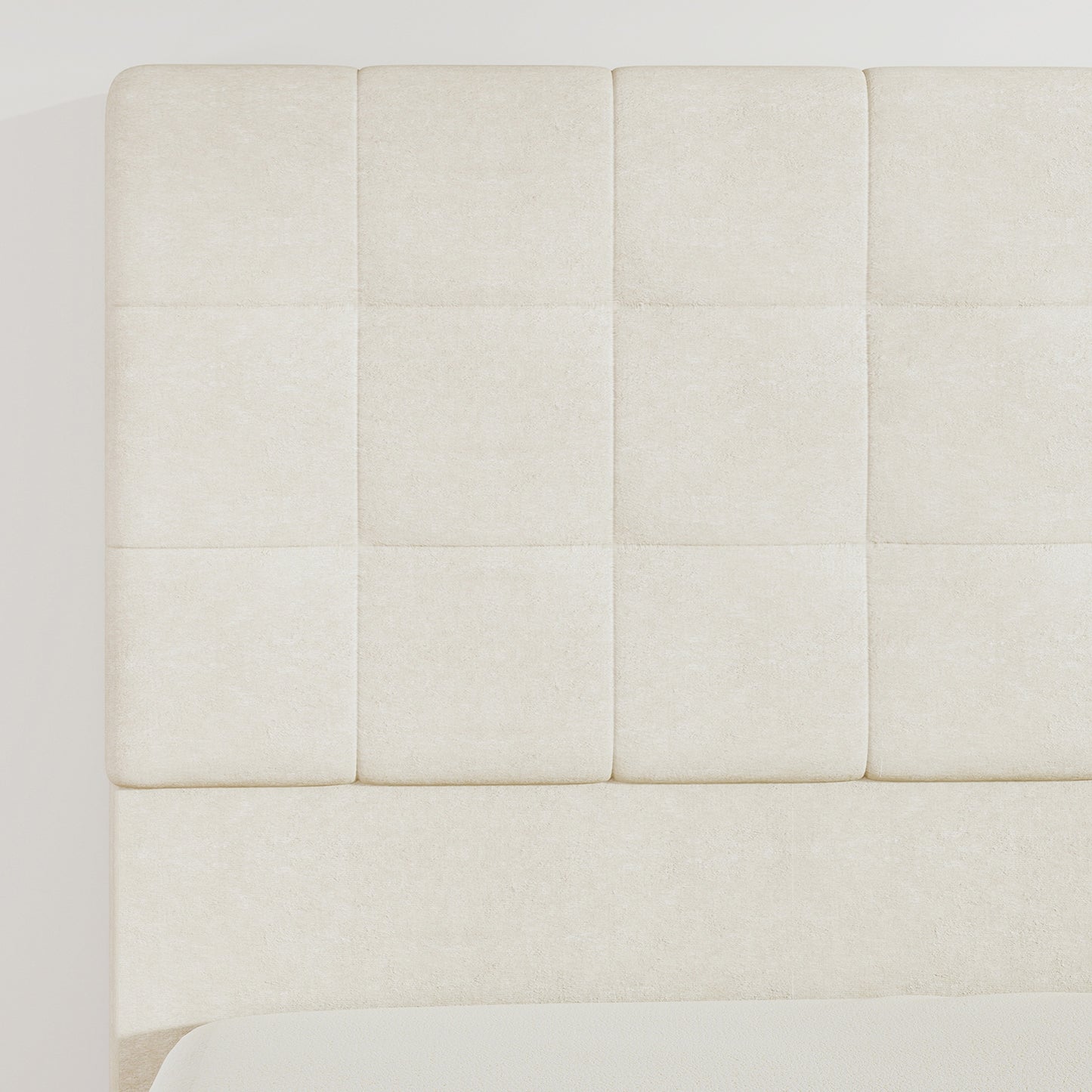 Bed Frame Upholstered Vertical Channel Headboard With 4 Storage